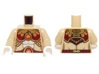 LEGO part Torso Female with Dark Red and Gold Armor with Scales and Orange Round Jewel (Fire Chi) Pattern / Tan Arms / White Hands 973pb1719c01