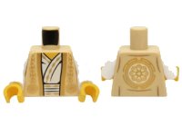 LEGO onderdeel Torso Ninjago Vest with Gold Trim Over White Robe and Gold Flower Symbol on Back Pattern / White Arms / Yellow Hands 973pb2093c01