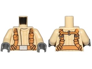 LEGO onderdeel Torso SW Mandarin Collar, Dark Orange Utility Belts Pattern (SW Resistance Trooper) / Tan Arms / Dark Bluish Gray Hands (973pb2224c01)