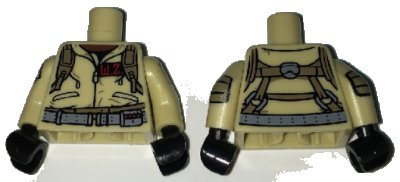 LEGO onderdeel Torso Ghostbusters Jumpsuit with 'W.Z.' ID Badge and Straps on Reverse Pattern / Tan Arms with Ghostbusters Pattern / Black Hands (973pb2465c01)