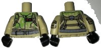 LEGO part Torso Ghostbusters Jumpsuit Slimed with 'P.V.' ID Badge and Straps on Reverse Pattern / Tan Arms with Ghostbusters Pattern / Black Hands 973pb2466c01