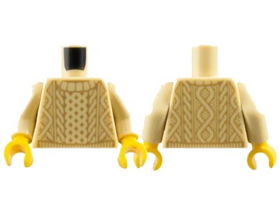 LEGO onderdeel Torso Knit Cable Sweater with Dark Tan Pattern / Tan Arms / Yellow Hands (973pb2834c01)