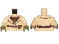 LEGO onderdeel Torso SW Layered Shirt Yoda, Reddish Brown Undershirt, Dark Brown Belt and Pan Flute Pattern / Tan Arms / Olive Green Hands 973pb3101c01