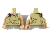 LEGO part Torso Smock Tattered, Light Nougat Neck, Dark Tan Gathers, Medium Nougat Stains Pattern / Light Nougat Arms / Light Nougat Hands 973pb3249c01