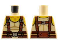 LEGO part Torso Tank Top with Yellow Neck, Reddish Brown Suspenders and Belt, Silver Buckles Pattern 973pb3377