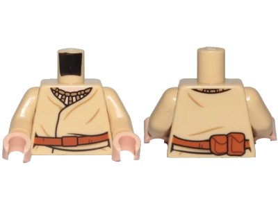 LEGO onderdeel Torso SW Layered Shirt, Brown Belt and Buckle, Pouches on Reverse Pattern / Tan Arms / Light Nougat Hands (973pb3395c01)