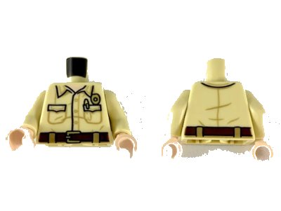 LEGO onderdeel Torso Shirt with Pockets, Light Nougat Neck, Gold Badge and Dark Brown Belt Pattern / Tan Arms / Light Nougat Hands (973pb3564c01)