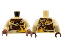 LEGO onderdeel Torso Wrappings over Reddish Brown Body, Yellow and Orange Flames Pattern / Tan Arms / Reddish Brown Hands 973pb3571c01