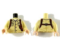 LEGO part Torso Button Up Shirt with Pockets and Reddish Brown Shoulder Holster Pattern / Tan Arms / Light Nougat Hands 973pb3628c01