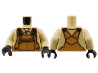 LEGO onderdeel Torso Medium Nougat Overalls, White Undershirt and Zippered Pocket Pattern / Tan Arms / Black Hands 973pb3636c01