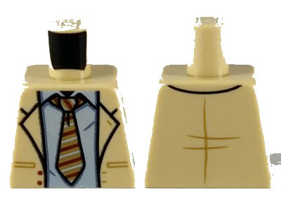 LEGO onderdeel Torso Jacket with Lapels, Light Bluish Gray Shirt and Medium Nougat Tie with Stripes Pattern (973pb3728)