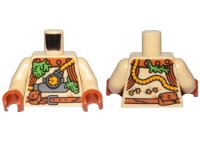 LEGO part Torso Diver Suit, Belt, Breathing Apparatus and Seaweed Pattern / Tan Arms / Dark Orange Hands 973pb3857c01