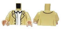 LEGO part Torso Jacket with Black Lapels, White Shirt Pattern / Tan Arms / Light Nougat Hands 973pb4484c01