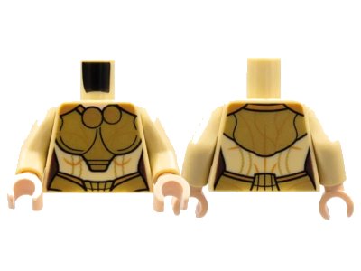 LEGO onderdeel Torso Female Armor, Gold Circles and Belt, Medium Nougat Trim Lines Pattern / Tan Arms / Light Nougat Hands (973pb4525c01)
