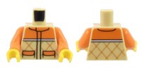 LEGO part Torso Orange Quilted Vest with 2 Pockets and White Stripe Pattern / Orange Arms / Yellow Hands 973pb4740c01