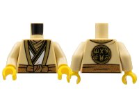 LEGO part Torso Robe with Gold Hems, White Tunic, Dark Tan Scarf, Copper Sash, Ninjago Logogram 'MASTER' on Back Pattern / Tan Arms / Yellow Hands 973pb4799c01