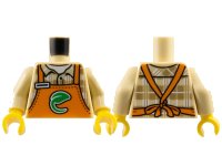 LEGO onderdeel Torso Orange Apron with Green Leaf over Dark Tan and White Plaid Shirt Pattern / Tan Arms / Yellow Hands 973pb4834c01