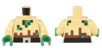 LEGO onderdeel Torso Pixelated Ripped Shirt with Green and Dark Green Holes and Black and Silver Belt Pattern / Tan Arms / Green Hands 973pb4913c01