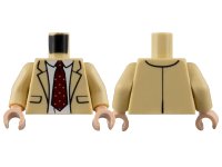 LEGO onderdeel Torso Suit Jacket, White Shirt, Dark Red Tie with Squares Pattern / Tan Arms / Light Nougat Hands 973pb4930c01