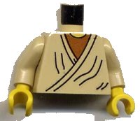 LEGO part Torso SW Layered Shirt Old Obi-Wan Yellow Neck Pattern / Tan Arms / Yellow Hands 973ps6c01