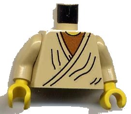 LEGO onderdeel Torso SW Layered Shirt Old Obi-Wan Yellow Neck Pattern / Tan Arms / Yellow Hands (973ps6c01)