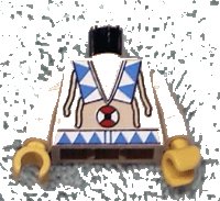 LEGO part Torso Western Indians Triangles, Red/White Amulet Pattern / Tan Arms / Yellow Hands 973px103c01