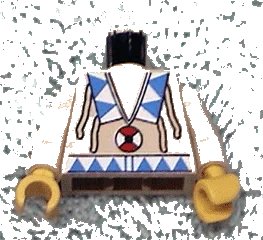 LEGO onderdeel Torso Western Indians Triangles, Red/White Amulet Pattern / Tan Arms / Yellow Hands (973px103c01)