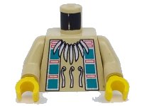 LEGO onderdeel Torso Western Indians Necklace and Dark Turquoise Squares Pattern / Tan Arms / Yellow Hands 973px105c01