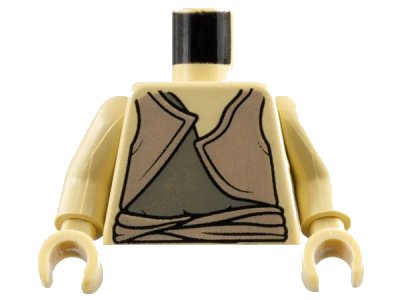 LEGO onderdeel Torso SW Gungan Dark Gray/Light Brown Shirts Pattern / Tan Arms / Tan Hands (973px59c01)