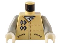 LEGO part Torso SW Hoth Rebel Jacket with Pockets and Brown Dotted Lines over White Scarf Pattern / Light Gray Arms / White Hands 973px84c01