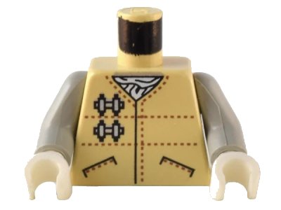 LEGO onderdeel Torso SW Hoth Rebel Jacket with Pockets and Brown Dotted Lines over White Scarf Pattern / Light Gray Arms / White Hands (973px84c01)