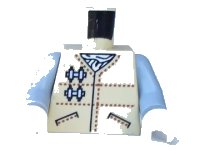 LEGO onderdeel Torso SW Hoth Rebel Jacket with Pockets and Brown Dotted Lines over White Scarf Pattern / Light Bluish Gray Arms / White Hands 973px84c02