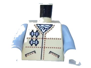LEGO onderdeel Torso SW Hoth Rebel Jacket with Pockets and Brown Dotted Lines over White Scarf Pattern / Light Bluish Gray Arms / White Hands (973px84c02)