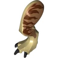 LEGO onderdeel Dinosaur Leg Large (Rear) Tyrannosaurus rex with Pin, Black Claws and Dark Brown Stripes on Medium Nougat Pattern - Left (98061c01pb05)