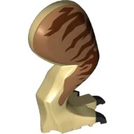 LEGO part Dinosaur Leg Large (Rear) Tyrannosaurus rex with Pin, Black Claws and Dark Brown Stripes on Medium Nougat Pattern - Right 98062c01pb05