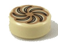 LEGO part Tile, Round 1 x 1 with Pastry Pattern 98138pb092