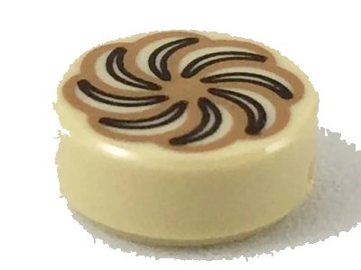 LEGO onderdeel Tile, Round 1 x 1 with Pastry Pattern (98138pb092)