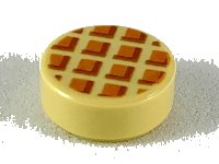 LEGO part Tile, Round 1 x 1 with Waffle, Medium Nougat Squares with Dark Orange Edges Pattern 98138pb107