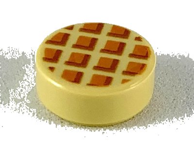 LEGO onderdeel Tile, Round 1 x 1 with Waffle, Medium Nougat Squares with Dark Orange Edges Pattern (98138pb107)