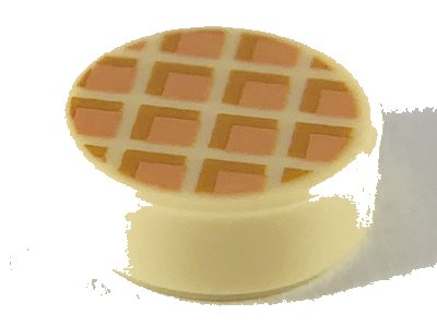 LEGO part Tile, Round 1 x 1 with Waffle, Nougat Squares with Medium Nougat Edges Pattern (98138pb118)