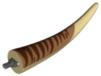 LEGO onderdeel Dinosaur Tail Tyrannosaurus rex / Brachiosaurus with Black Rotation Joint Pin and Medium Nougat Top with Dark Brown Stripes Pattern (98159c04pb01)