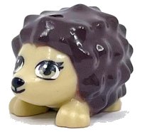 LEGO part Hedgehog, Friends with Black Eyes, Eyelashes and Nose and Dark Brown Spines Pattern 98389pb02
