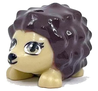 LEGO onderdeel Hedgehog, Friends with Black Eyes, Eyelashes and Nose and Dark Brown Spines Pattern (98389pb02)