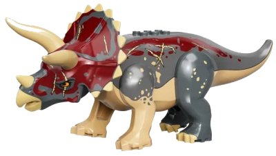 LEGO onderdeel Dinosaur Triceratops with Dark Bluish Gray Back and Dark Red Markings (tricera07)
