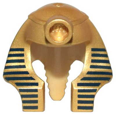 LEGO onderdeel Minifigure, Headgear Headdress Mummy with Dark Blue Stripes on Metallic Gold Pattern (x177pb01)