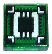 LEGO part Tile 1 x 1 with Black Square and Lines on Silver Square Pattern (Ultra Chip) 3070pb082