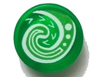 LEGO onderdeel Tile, Round 1 x 1 with Bright Green and White Koru Spiral Symbol Pattern 98138pb116
