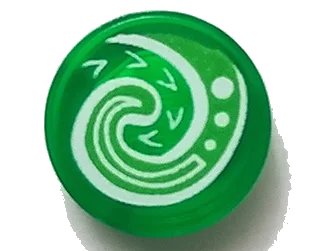 LEGO onderdeel Tile, Round 1 x 1 with Bright Green and White Koru Spiral Symbol Pattern (98138pb116)