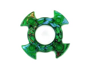LEGO onderdeel Ring 4 x 4 with 2 x 2 Hole and 4 Swirl Ends with Blue and Red Pattern (Ninjago Spinner Crown) (98345pb03)