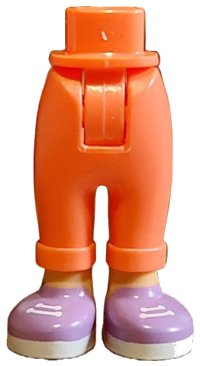 LEGO part Mini Doll Hips and Trousers with Back Pockets and Cuffs with Molded Medium Tan Ankles and Feet and Printed Medium Lavender Shoes with White Laces and Soles Pattern - Thick Hinge 100937c00pb007